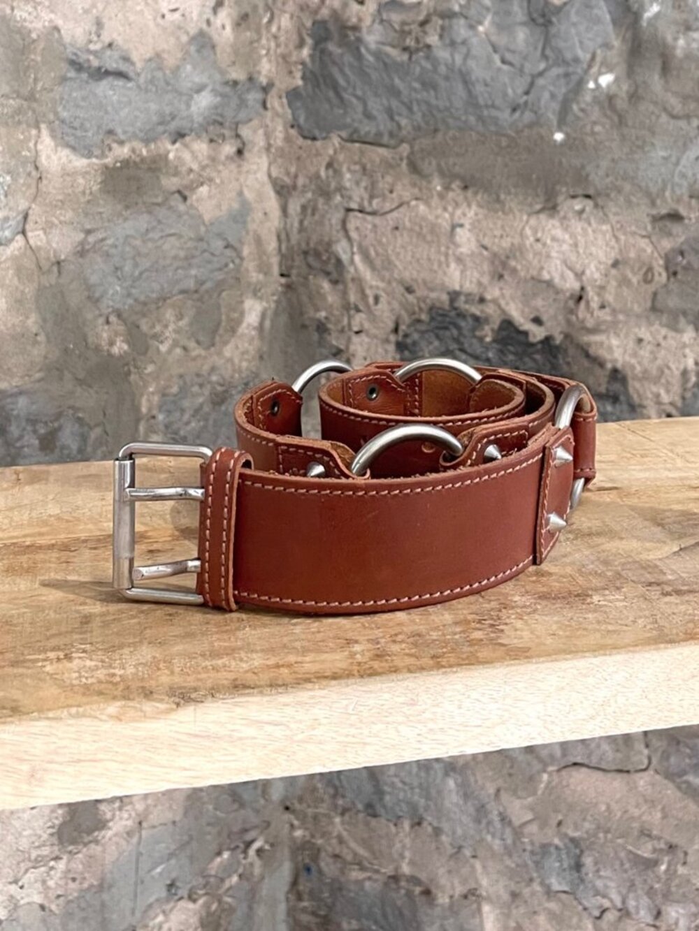 Balenciaga Brown Studded Leather Belt